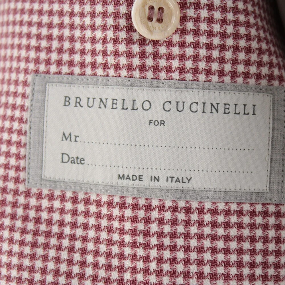 Brunello Cucinelli NWT Wool Blend Sport Coat Size 50 (40 US) In Burgundy & White